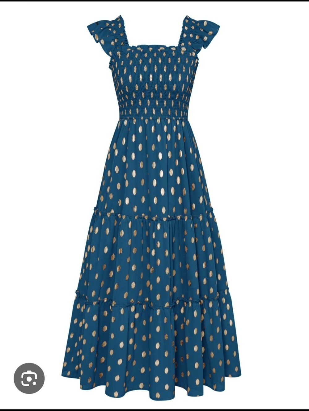 Grace Karin Teal Maxi Dress with Gold Polka Dots